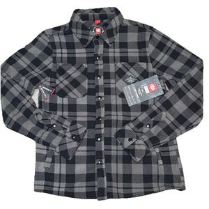686 Men's Small Charcoal Plaid Sierra Fleece‎ Long Sleeve Flannel Full Snap